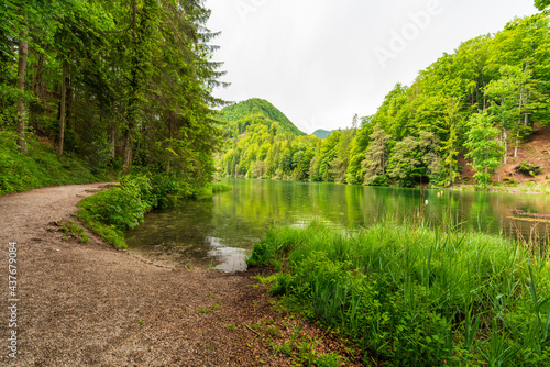 Wanderweg am Hechtseeufer bei Kufstein in Tirol Österreich