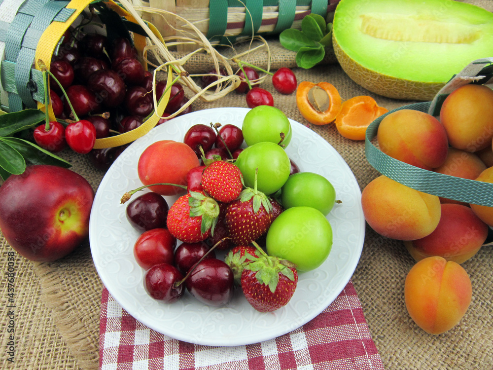 assorted fresh summer fruits concept