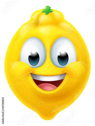 Lemon Fruit Cartoon Emotico...