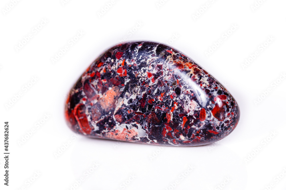Macro mineral stone Jasper leopard on white background Macro mineral stone Jasper leopard on white background