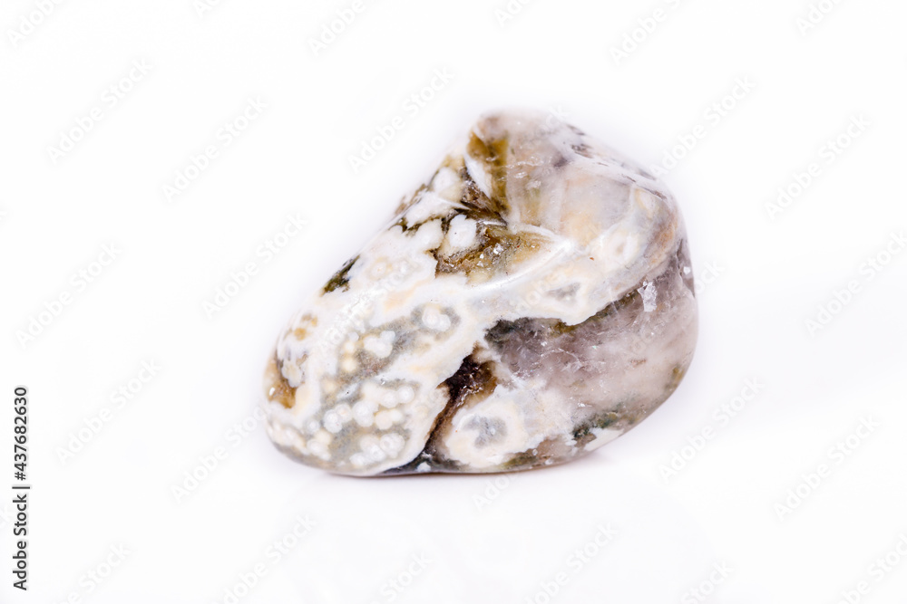 Macro mineral stone Jasper oceanic on a white background Macro mineral stone Jasper oceanic on a white background
