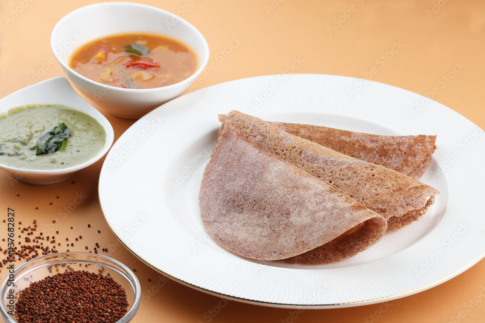 Ragi Dosa, finger millet Dosa, pan cake of finger millet flour healthy