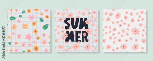 summer sale banner with flowers letter vector