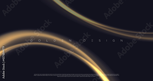 Black premium background with luxury dark golden geometric elements. Rich background for poster, banner, flyer etc. Vector EPS