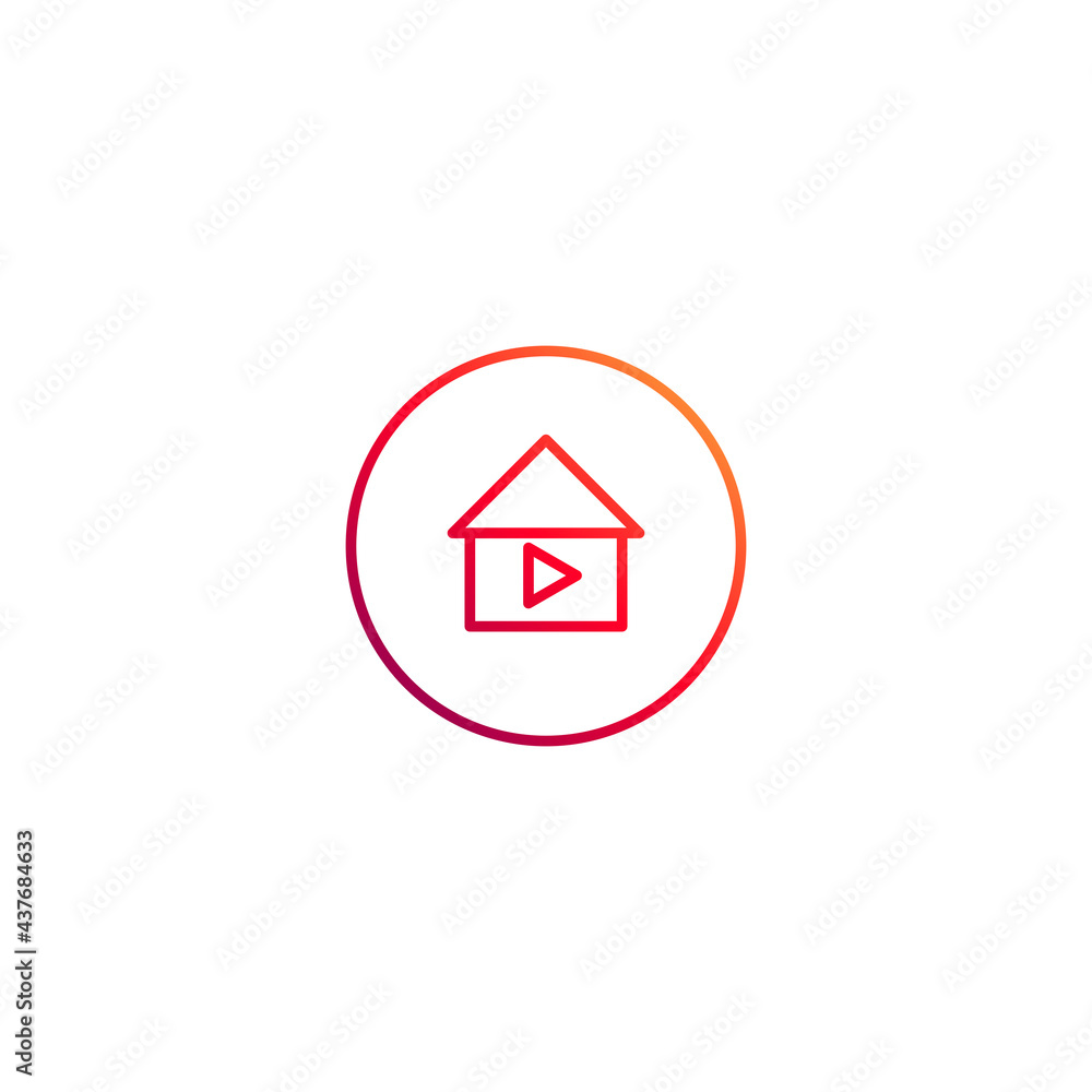 House and Media Play Button. Vector illustration for graphic design, Web, UI, app. House and Media Play Button. Vector illustration for graphic design, Web, UI, app.
