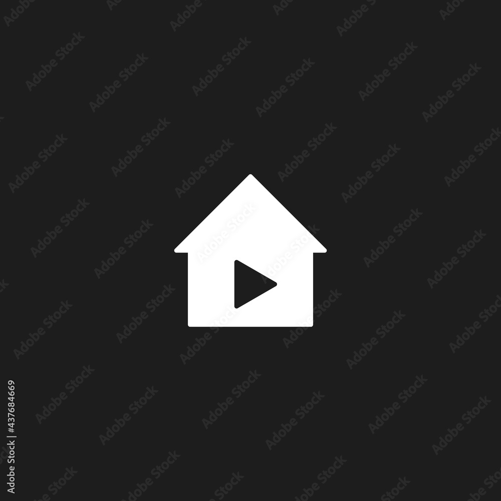 House and Media Play Button. Vector illustration for graphic design, Web, UI, app. House and Media Play Button. Vector illustration for graphic design, Web, UI, app.