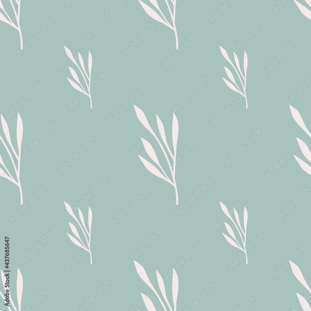 Doodle leaf silhouettes seamless pattern in hand drawn style.