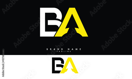 Alphabet letters Initials Monogram logo BA, AB, B and A