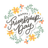 Happy Friendship Day greeting card. For poster, flyer, banner for website template, cards, posters, logo. Vector illustration.