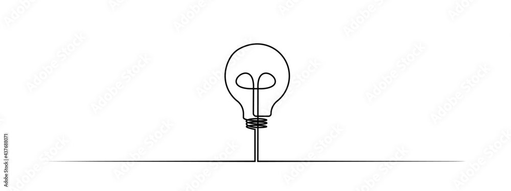 Continuous one line drawing light bulb symbol idea and creativity