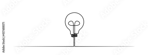 Continuous one line drawing light bulb. One line lamp vector illustration. Idea and creativity symbol. Electric light bulb. Vector graphic photo