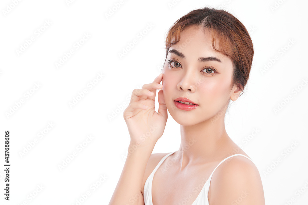 Beautiful young asian woman with clean fresh skin on white background, Face care, Facial treatment, Cosmetology, beauty and spa, Asian women portrait. Beautiful young asian woman with clean fresh skin on white background, Face care, Facial treatment, Cosmetology, beauty and spa, Asian women portrait.