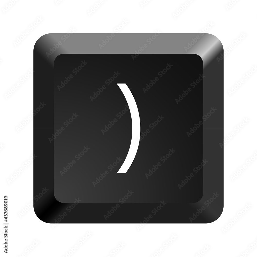 Button with symbol close parenthesis. Icon Vector Illustration. Stock