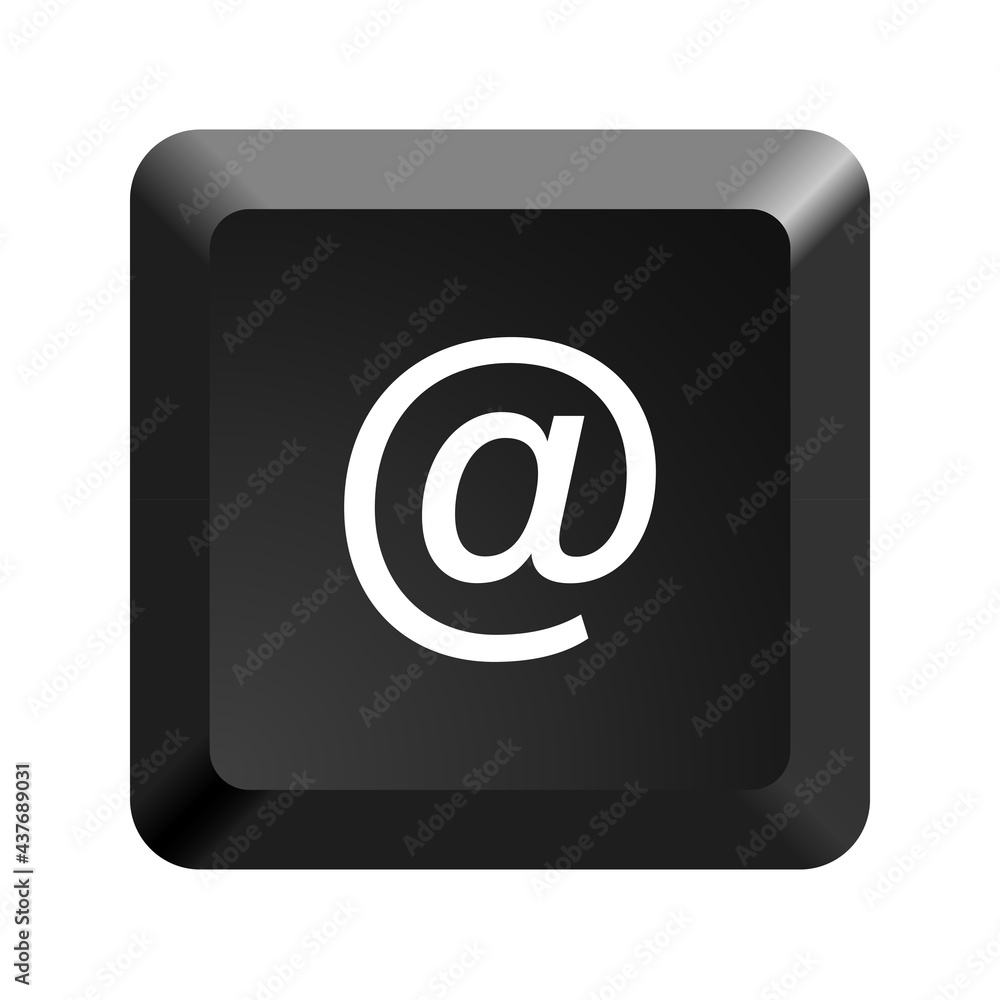 Button with at symbol. Icon Vector Illustration. Button with at symbol. Icon Vector Illustration.