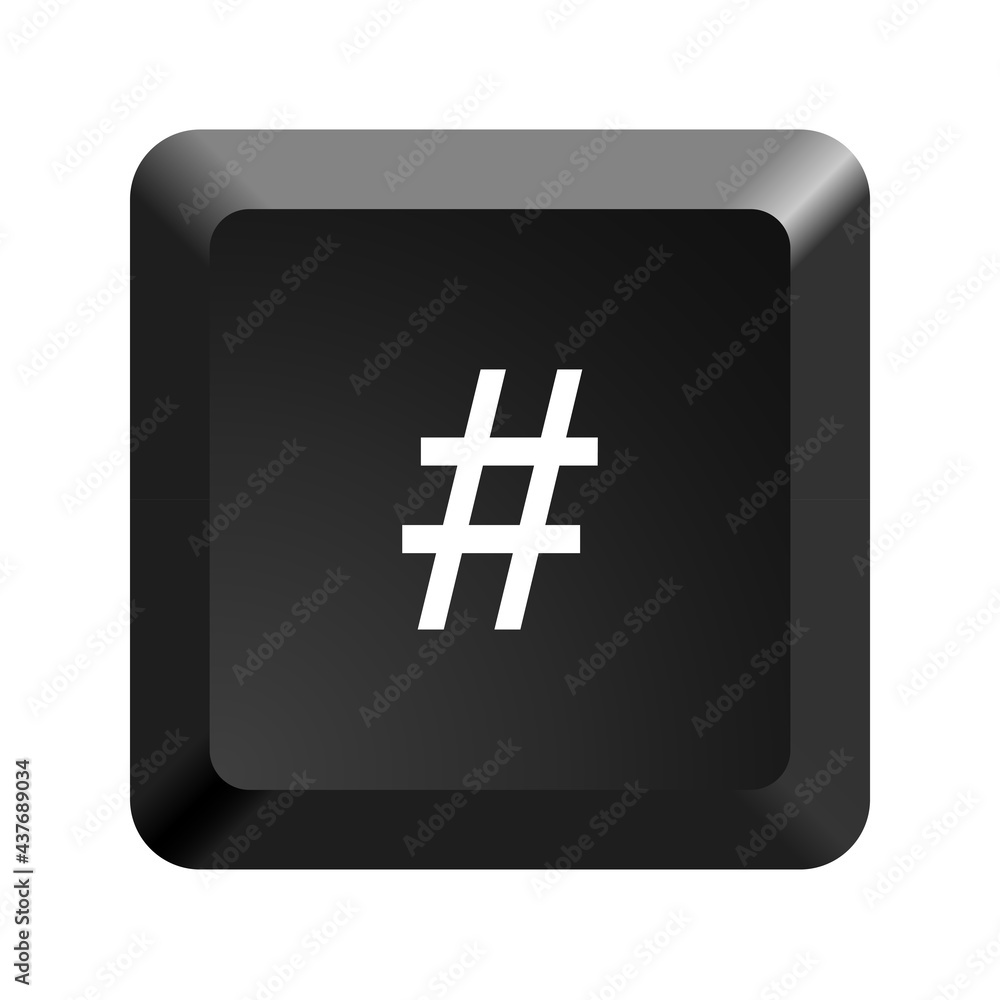 Button with symbol octothorpe, number, pound, sharp, hash. Icon Vector Illustration. Button with symbol octothorpe, number, pound, sharp, hash. Icon Vector Illustration.