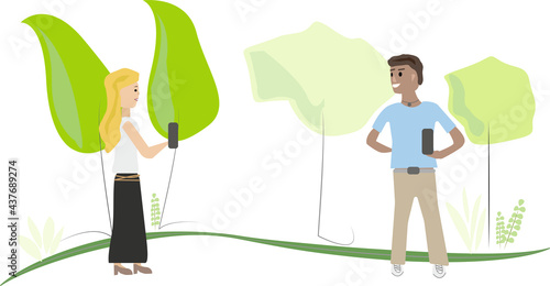 Paar Date im Parke bei online Datingplattform