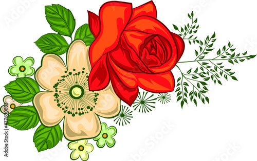 Red Rose and Daisies