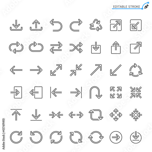Arrow line icons. Editable stroke. Pixel perfect.