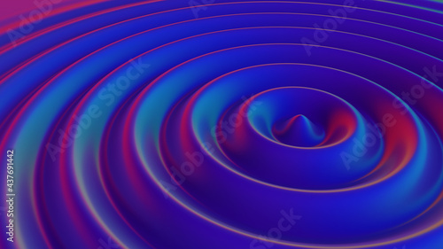 Water ripples and waves in liquid surface. 3D render illustration.