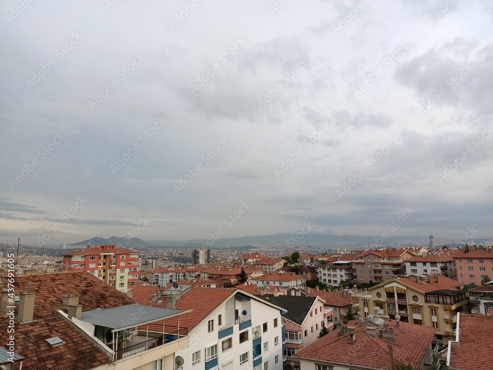 panoramic view of the city with clouds premium photo