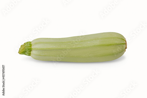 One fresh young vegetable marrow isolated on white background.