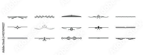 Set Black Simple Line Collection Doodle Border Elements Vector Design Style Sketch Isolated Illustration For Banner