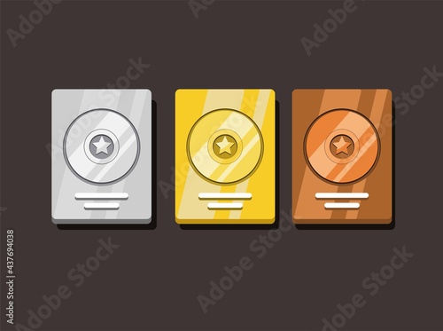 Golden, Silver and Bronze Disc Award for artis or content creator collection set illustration vector