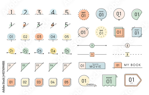 数字のフレームセット　シンプル　番号　ナンバー　イラスト　飾り罫　あしらい　装飾　素材