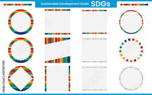 SDGsの17項目のカラーを使用したタイトルフレーム