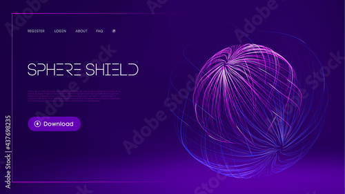 Sphere shield protect in abstract style. Virus protection bubble. Sphere lines technology background. Magic orb vector illustration.