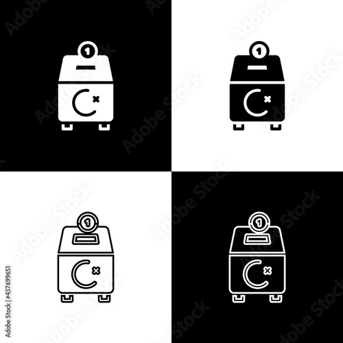 Set Donate or pay your zakat as muslim obligatory icon isolated on black and white background. Muslim charity or alms in ramadan kareem before eid al-fir. Vector