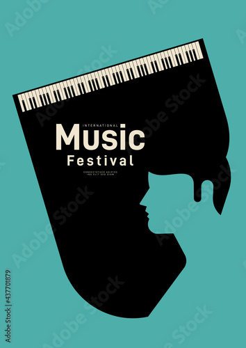 Music poster design template background decorative with piano
