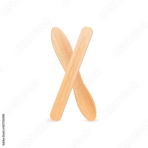 Realistic wooden or plastic sticks.For ice cream or frozen juice, covid test, or medical throat examination.