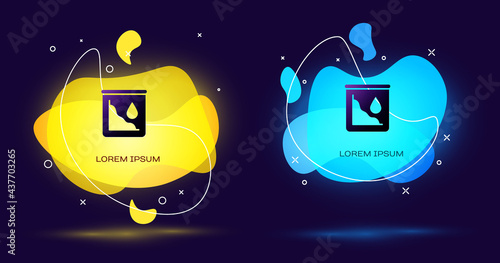 Black Drop in crude oil price icon isolated on black background. Oil industry crisis concept. Abstract banner with liquid shapes. Vector