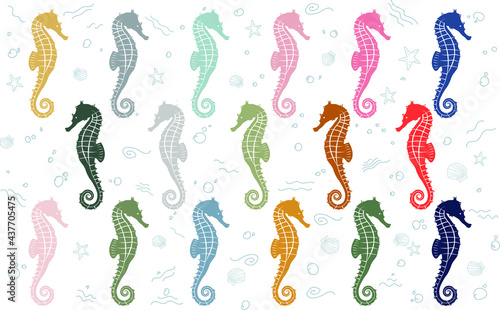 Vector of the colored seahorse