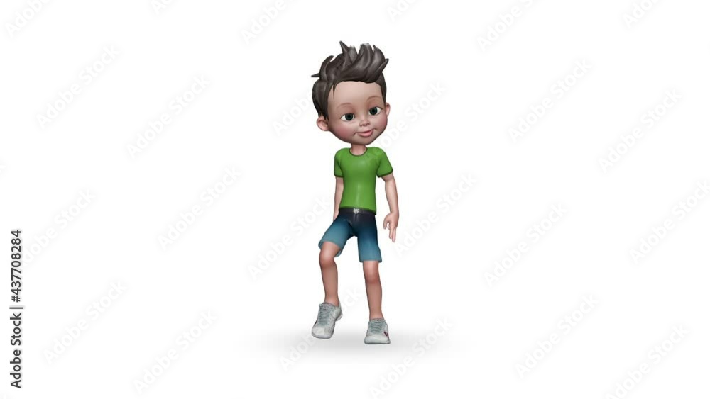 3d Character Little Boy Dancing Loop on White Background 3d Character Little Boy Dancing Loop on White Background