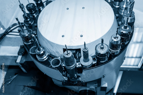 Принти на полотні The solid end mill tool in the tooling magazine of machining center