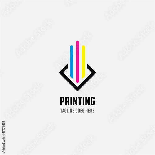 Digital print and printing logo design template. Vector illustration.
