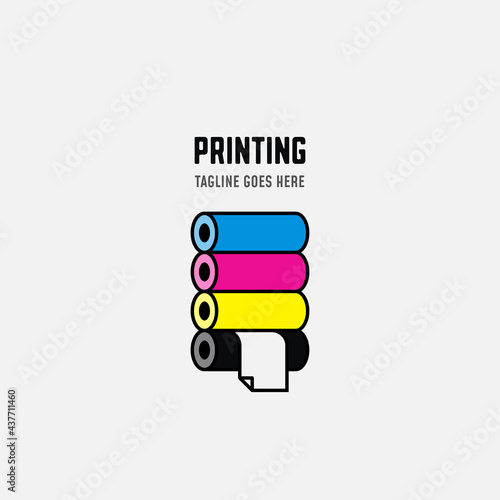 Digital print and printing logo design template. Vector illustration.