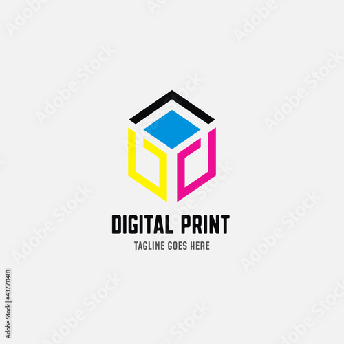 Digital print and printing logo design template. Vector illustration.