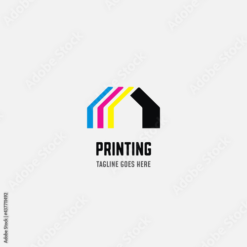 Digital print and printing logo design template. Vector illustration.