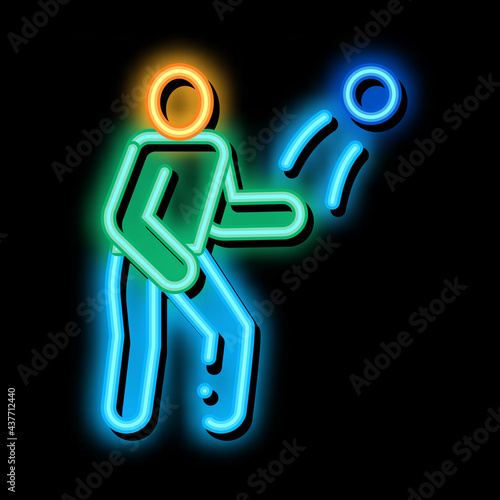 Player Throwing Ball neon light sign vector. Glowing bright icon Player Throwing Ball sign. transparent symbol illustration