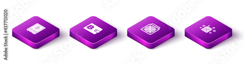 Set Isometric Proof of stake, Cryptocurrency wallet, ASIC Miner and icon. Vector