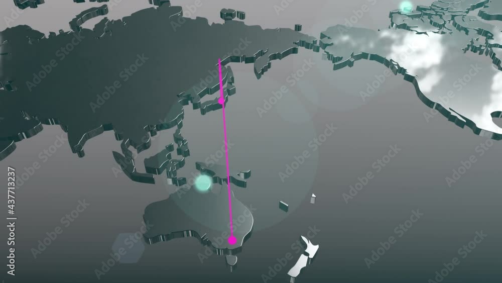 Japan to Australia connection world map animation Stock Video | Adobe Stock