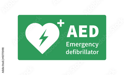 AED vector icon. Emergency defibrillator sign. Automated External Defibrillator. Vector illustration. photo