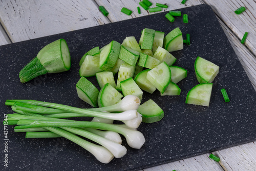 chopped zucchini and green onions