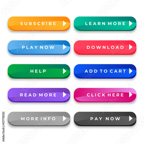 Colorful web buttons pack for different purposes
