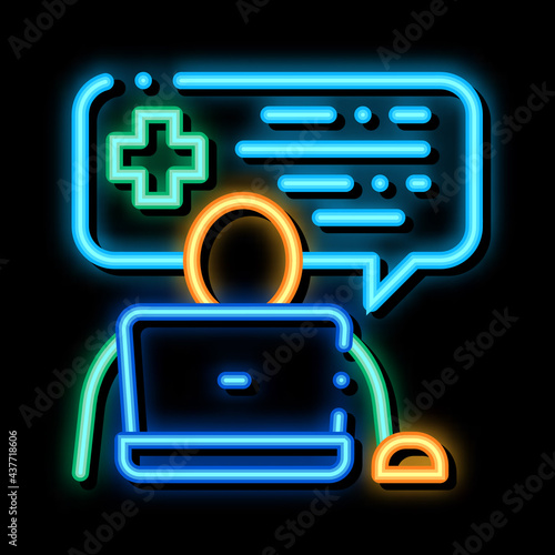 Online Diagnosis neon light sign vector. Glowing bright icon Online Diagnosis sign. transparent symbol illustration