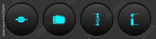 Set Car door handle, mirror, Shock absorber and Truck side icon. Vector