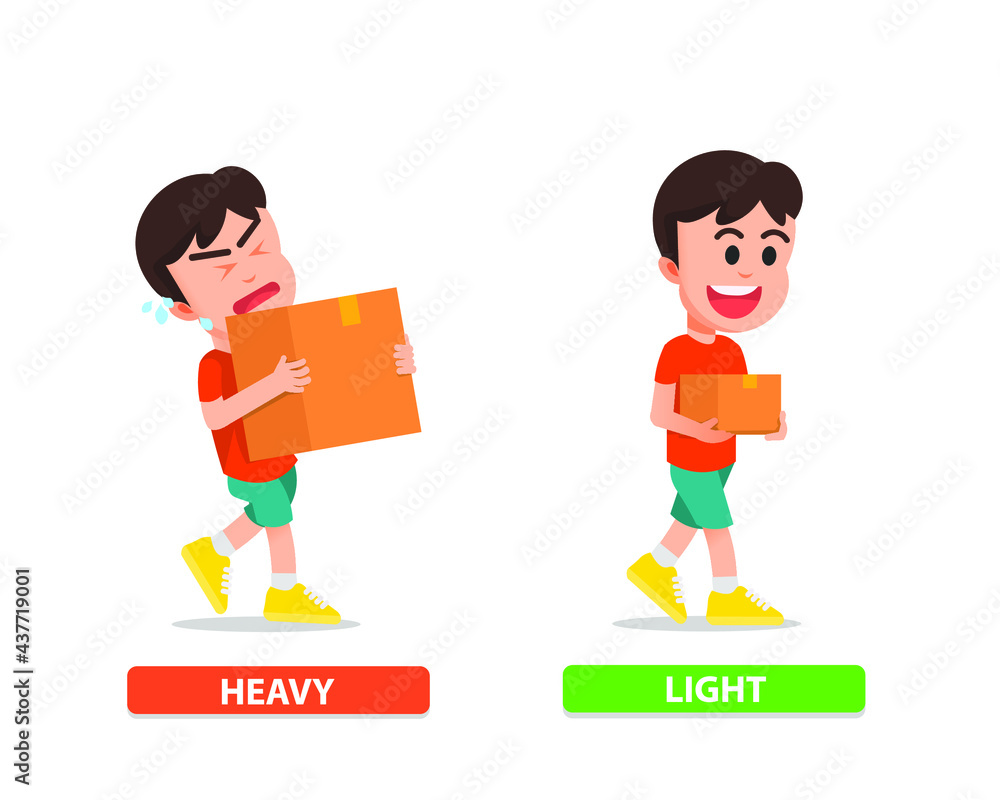 Obraz premium A boy carrying heavy and light things